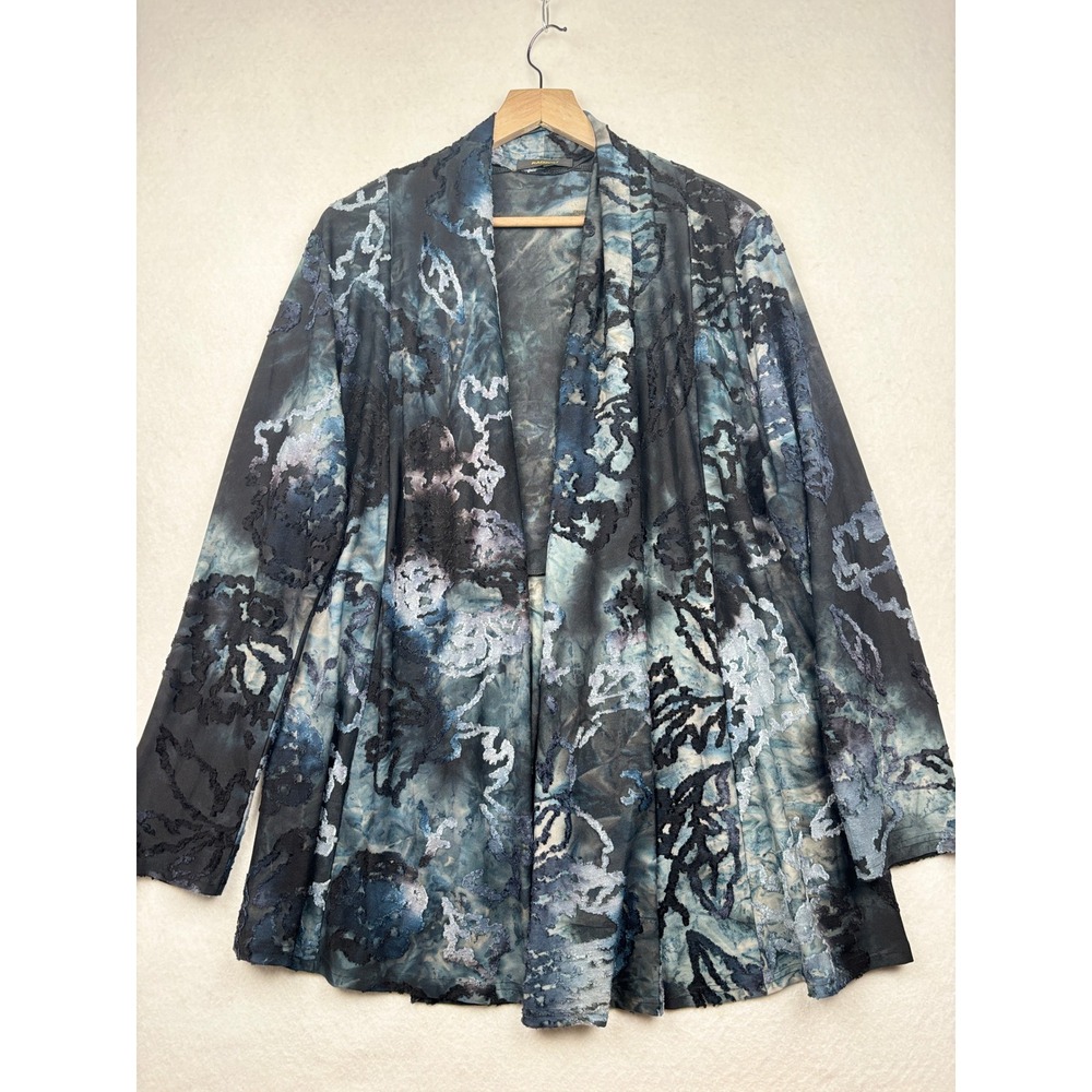 Radzoli Open Front Cardigan Womens XL‎ Textured Burnout Artsy Lagenlook